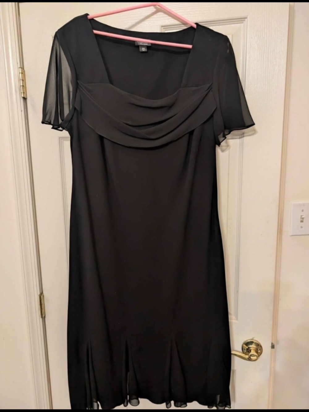 Dress Barn Black Chiffon Drape Midi Dress